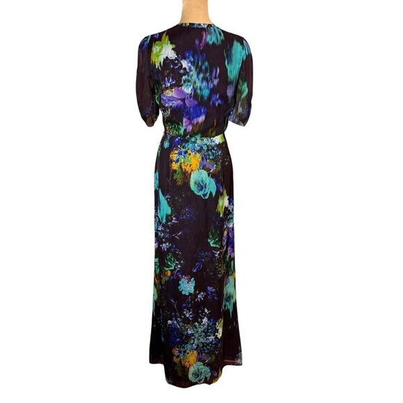 Mason by Michelle Mason Silk Floral Maxi Dress Sz.S Purple Button Front Event - Picture 5 of 14